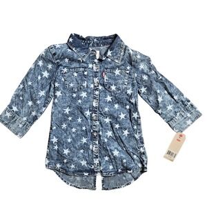 Levi's‎ Star Print Denim Western Shirt Girls S Acid Wash Cowgirl 414556 NWT